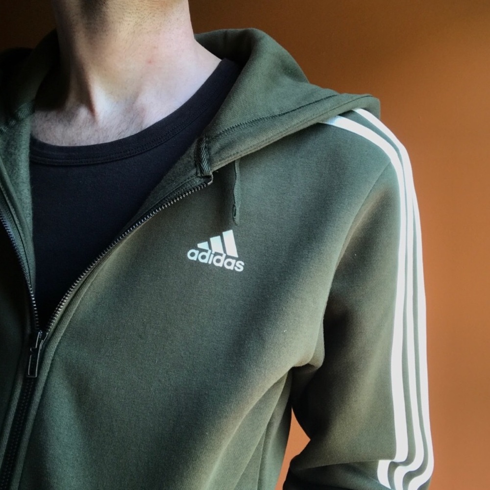 Adidas Essential 3-Stripe Fleece Hoodie